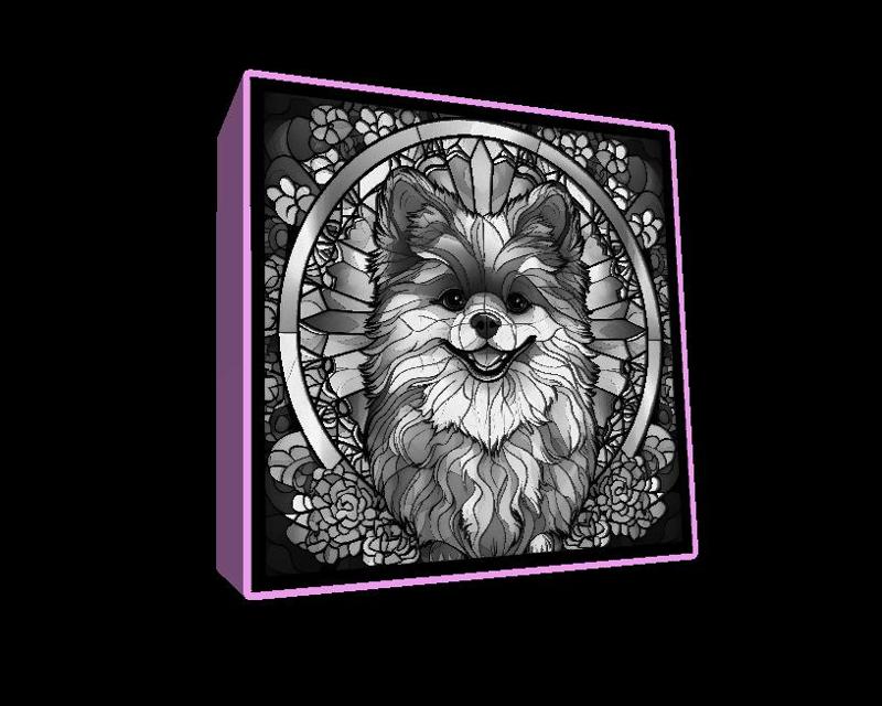 Lightbox stained glass Pomeranian lithophane