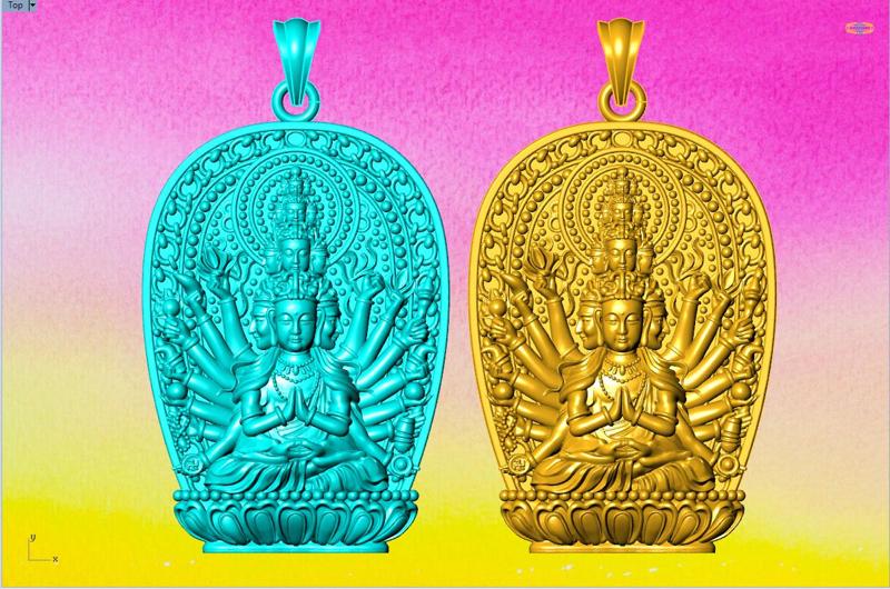 Guan Yin thousand eyes hands - Avalokistesvara Buddha pendant - 3D print model