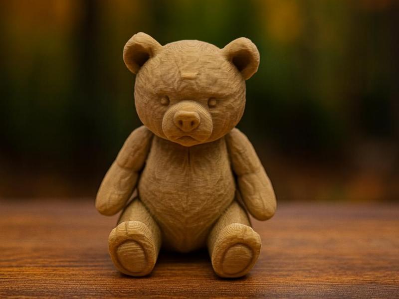 Rustic Wood-Look Carved Bear Teddy