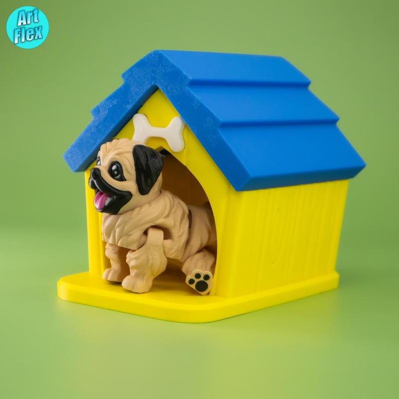 Flexi Pekingese Pup and His Doghouse