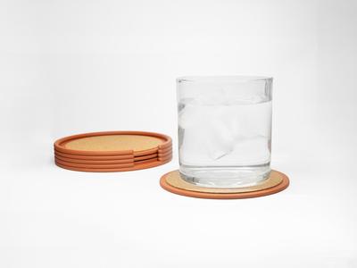 Terracotta Coaster Set with Cork