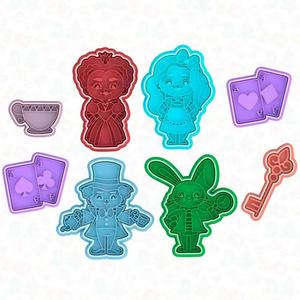 Alice in Wonderland cookie cutter set of 8