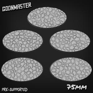 CobbleStone Bases /Toppers 75mm x 42mm Oval x 5