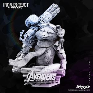 Wicked Marvel Avengers Endgame: Rocket Racoon Bust STLs ready for printing