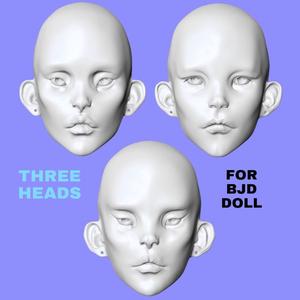 THREE HEADS FOR BJD DOLL/ 3D MODEL/ART/LEGS/OOAK/3D PRINTS