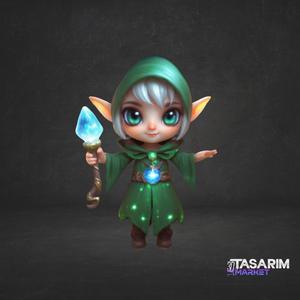 Chibi Elf Mage – 3D Printable STL File | Fantasy Wizard Figurine