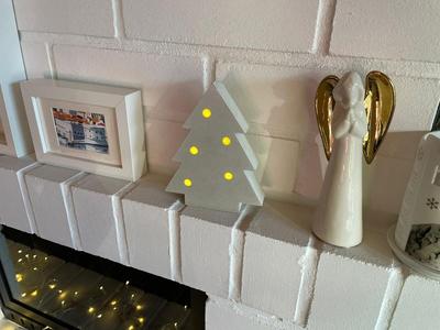 Concrete christmas tree mold with molded in LEDs and Battery box