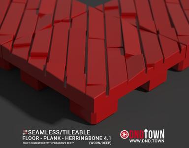 Floor - Plank - Herringbone 04.1 (WORN/DEEP) - 3D Modular Dungeon Tile - DnD Town Minis (www.dnd.town)