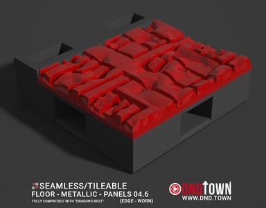 Floor - Metallic - Panels - Wall Edge 04.6 (WORN/DEEP) - 3D Modular Dungeon Tile - DnD Town Minis (www.dnd.town)