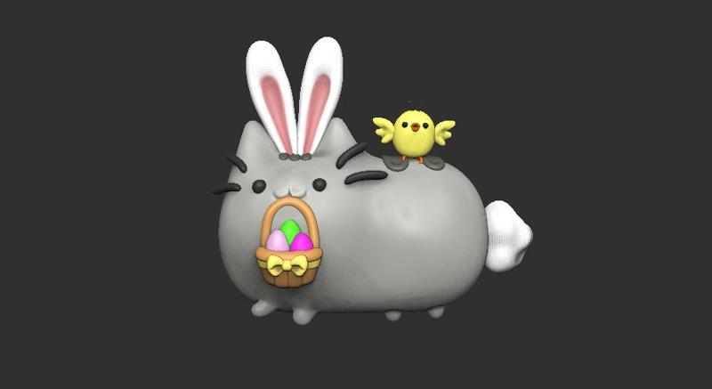 Pusheen Easter Bunny key chain