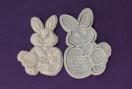 Easter Bunny with Egg Cookie Cutter and Stamp Set STL Files - 3D Printable Design
