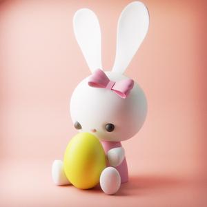 CUTE EASTER BUNNY WITH EASTER EGG