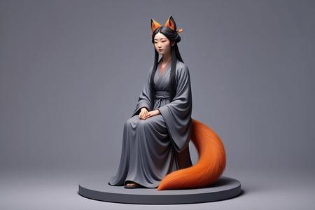 1831 COLORFUL Fox Spirit Woman in Pu Song Ling Style, magic, dragon, fantasy, wood, gnome, gorgon, warrior, wild, fox, monster, cat, dog, fair, witch, werewolf, horror, beast, gothic, troll