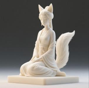 321 Fox Spirit Woman in Pu Song Ling Style, magic, creature, fantasy, wood, base, sword, sword, warrior, wild, fox, monster, cat, dog, fair, witch, werewolf, horror, beast, gothic, troll