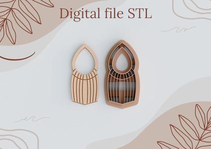 Digital STL files for 3D printing Clay earrings Raffia Macrame trendy style cutters Polymer clay tools sharp version cutters download files