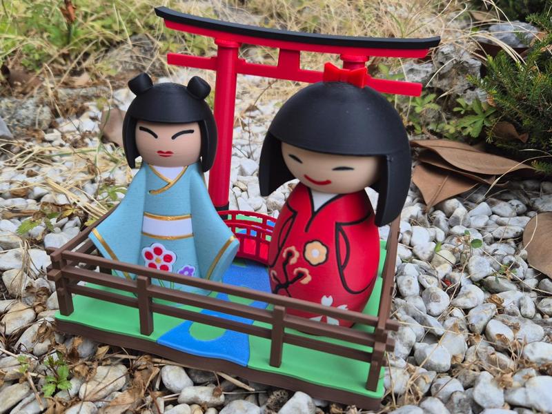 Japanese Diorama for Kokeshi dolls