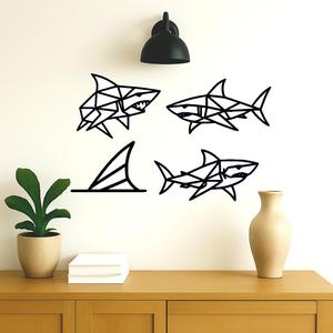 set of 4 shark wall decorations