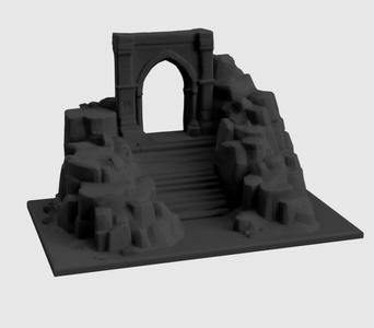 Mountainside Stone Doorway V1 - TableTop War Gaming or RPG Terrain Piece