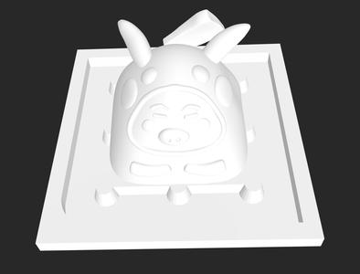 Pig keycap with pikachu style base resin cast