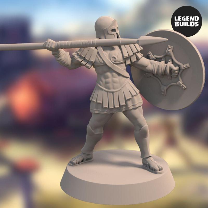 Realm of Eros Soldier with Spear - Pose 3 - 3D Printable Miniatures