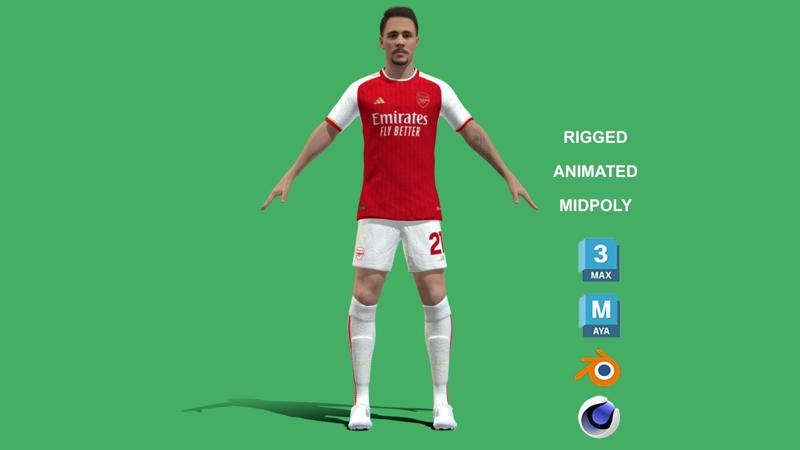3D Rigged Fabio Vieira Arsenal 2024