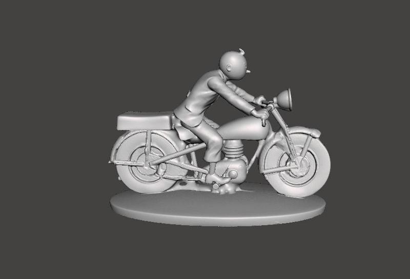 tintin on motorcycle the scepter of otocar tintin biker .obj .stl