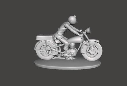 tintin on motorcycle the scepter of otocar tintin biker .obj .stl