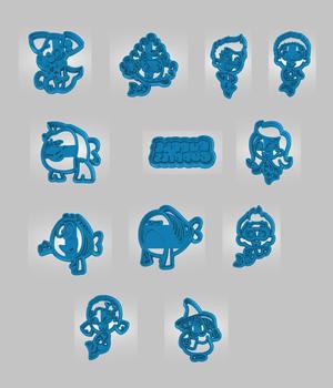 Set of 12 Bubble Guppie Character Imprint Cookie Cutters