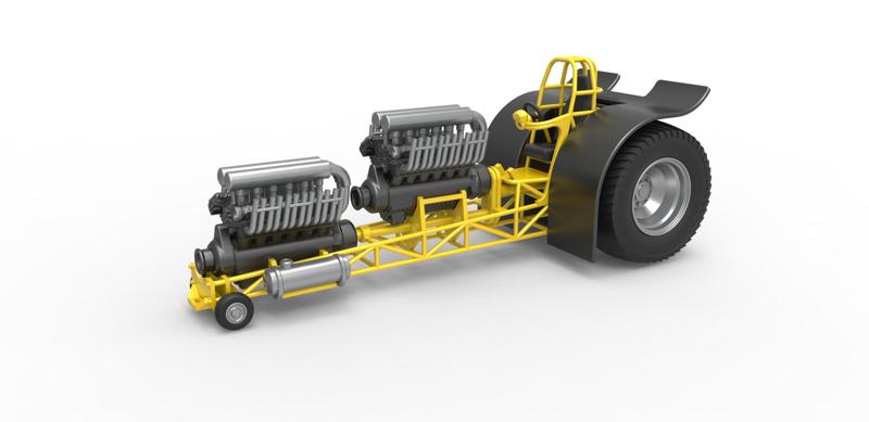 Diecast Pulling tractor with 2 engines V12 in line Scale 1 to 25