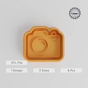 Camera Shape Cutter & Stamp Set, Perfect for Cookies & Fondant, 3 Sizes, 6 Piece Bundle, Photography Themed Baking Tool PRODUCT_4818