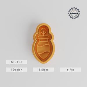 Christmas Light Shape Cutter & Stamp, 6-Piece Cookie Fondant Set, Festive Bulb Design, Small/Medium/Large Sizes PRODUCT_4844