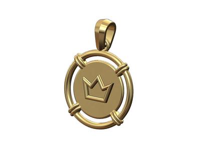 Linked wire halo crown pendant with bail 3D print model