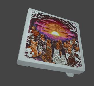 Multicolor Lithophane sunset with paper cats