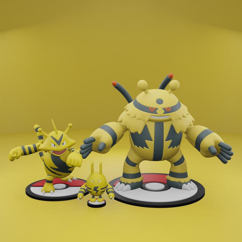 Pokemon No. 125, 239, 466 Electabuzz, Elekid, Electivire