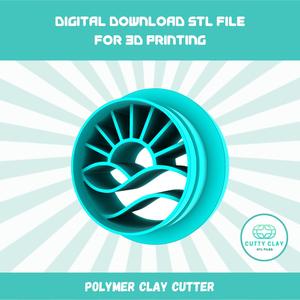 Cutty Clay STL Sunrise Polymer Clay Cutter in 5 Sizes for Earrings Making STL FILE TO DOWNLOAD