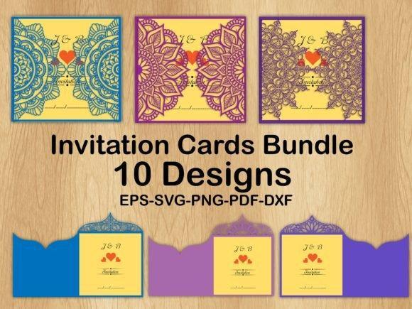 Mandala style invitations for weddings, xv years, baptisms, etc. 10 models - Vectors laser engraving and cutting