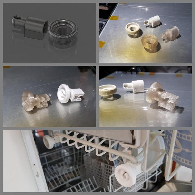 Dishwasher wheel with clip