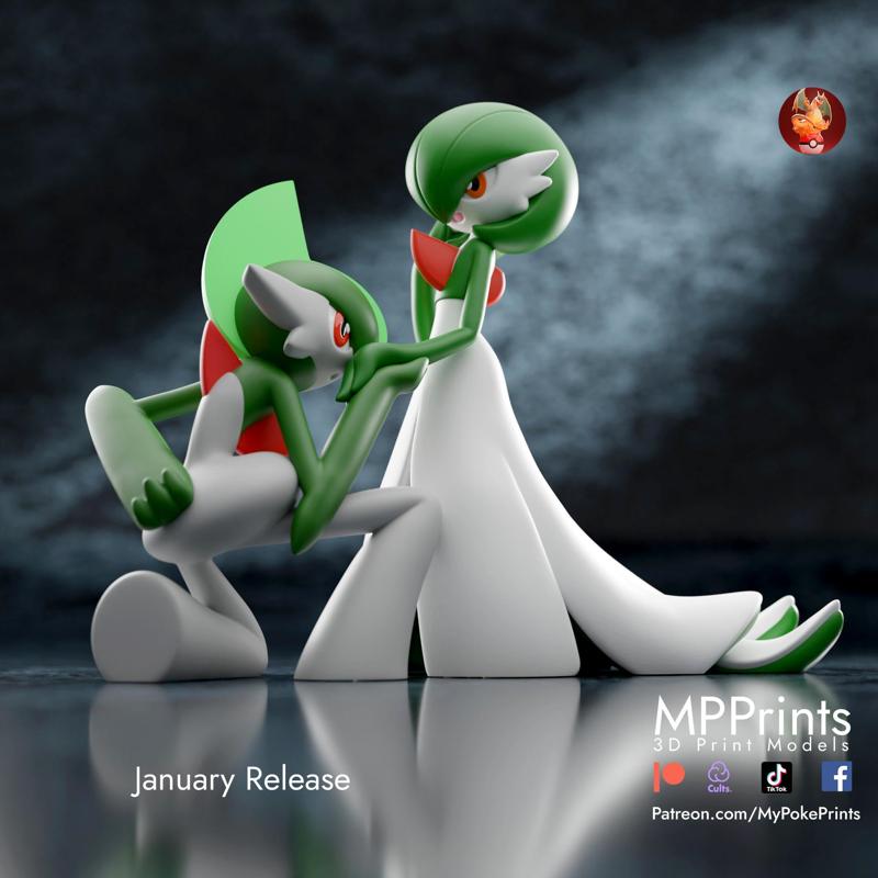 Gardevoir and Gallade Love Statue - presupported