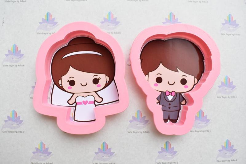 set 2 Cookie Cutters Bride and Groom Wedding