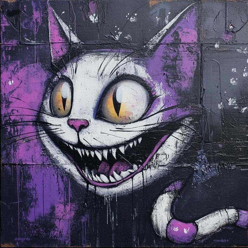 Hueforge plate - Cheshire cat graffiti - Urban style & bright colors - STL IA