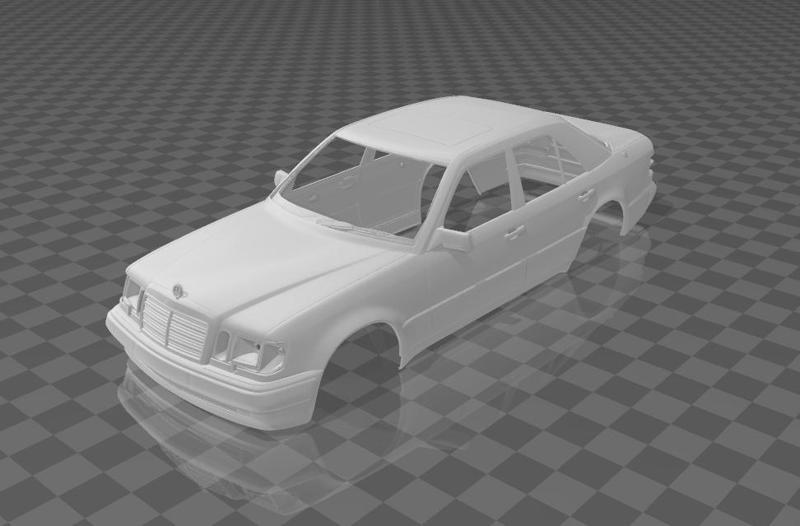 Mercedes-Benz 500E (W124) Shell Body - Divided Parts for Easy Printing