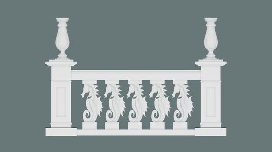 balustrade with seahorse