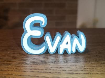 Disney Name Sign Evan Kid 