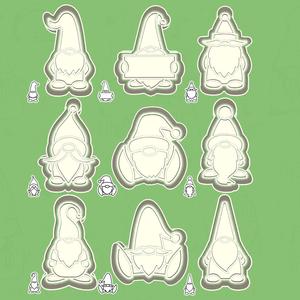 Christmas | New Year cookie cutters - Happy Gnomes set / bundle - 9 pieces
