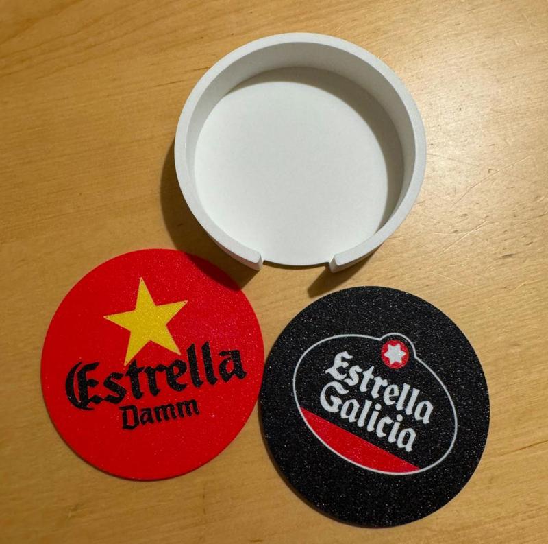 Spanish beers coasters and holder