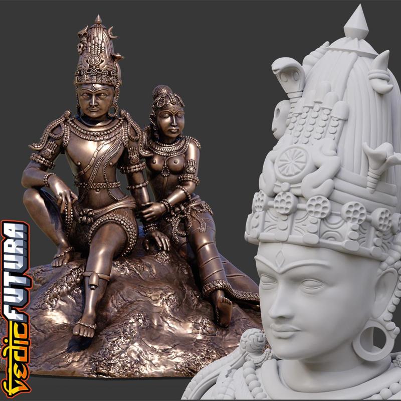 Shiva-Parvati on Kailash: Chola Style Bronze