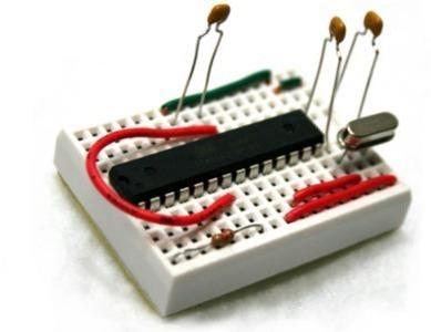 Bareduino - Arduino Compatible Breadboard Microcontroller