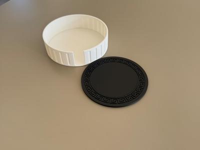 Greek Coaster Set with Storage