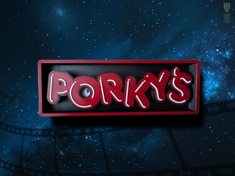 Porkys Cinema Film Room Sign Box
