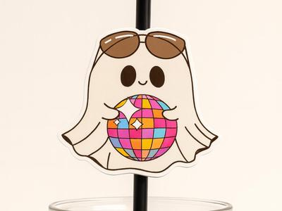 Disco Ghost Straw Topper – Spooky Groovy Cup Charm